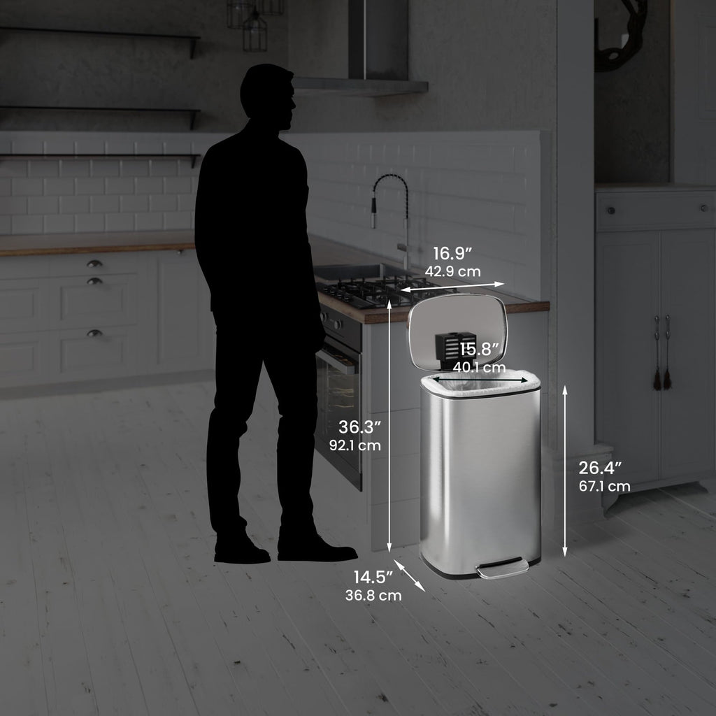 13.2 Gallon Stainless Steel Step Trash Can with Lid G625280