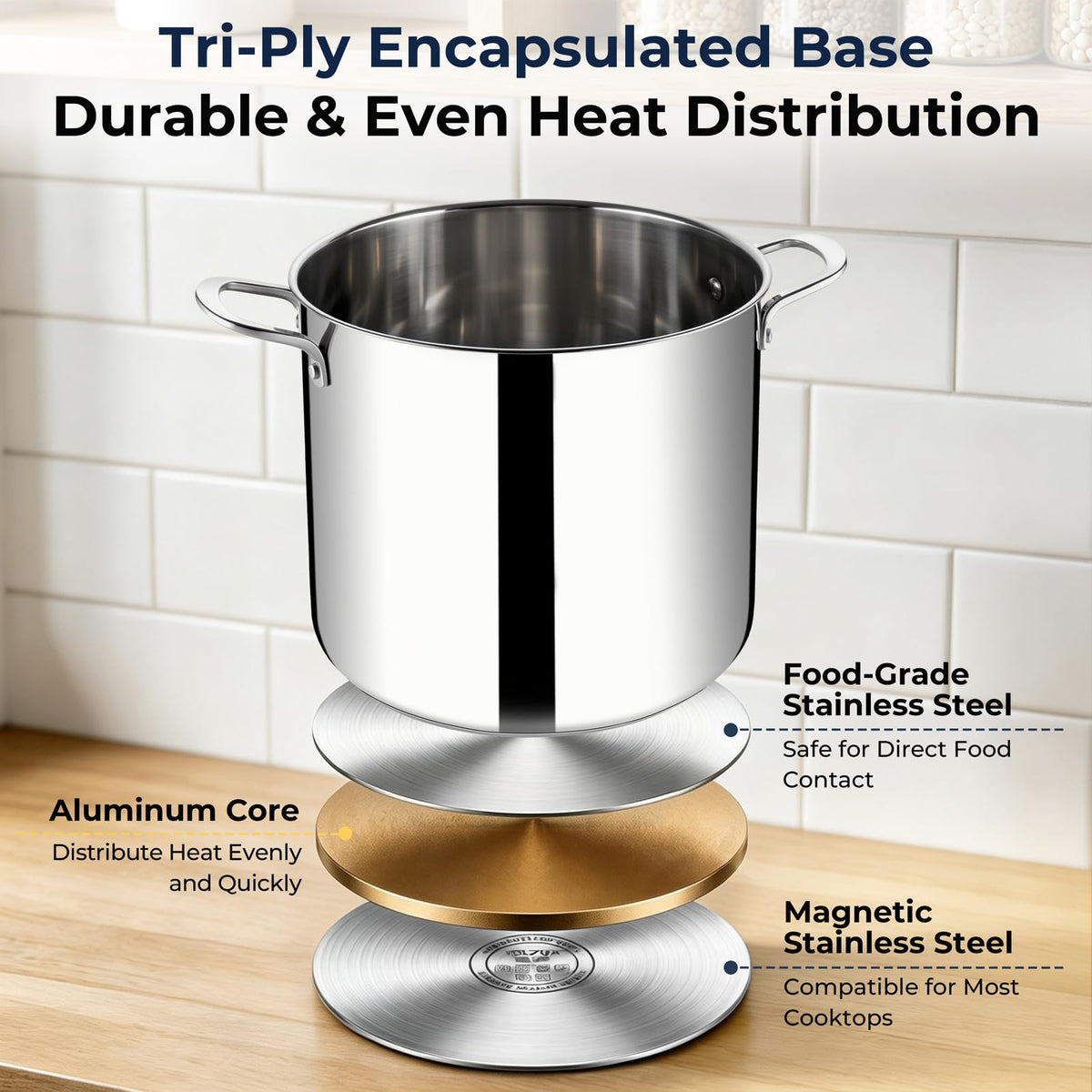 8QT Stainless Steel Stock Pot with Lid K373