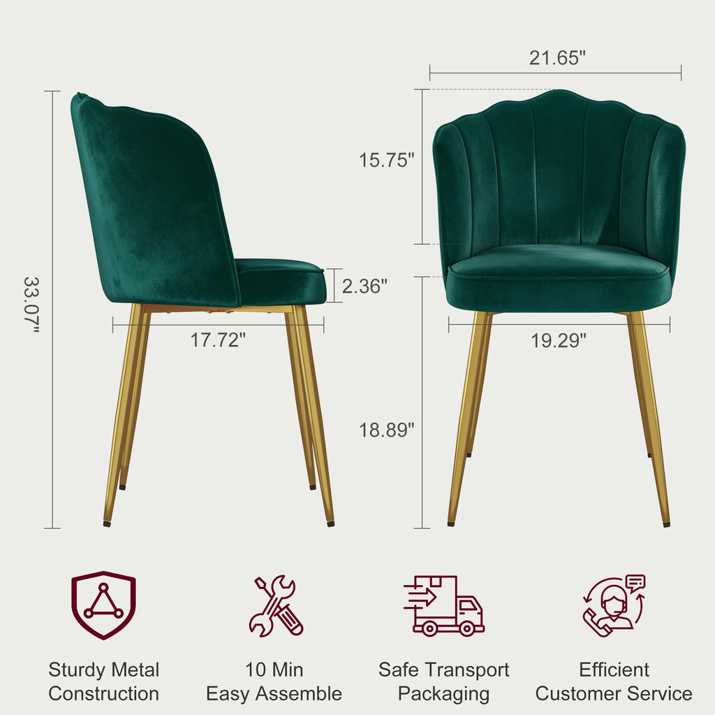 Velvet Dining Chairs Set of 2 Green P3399