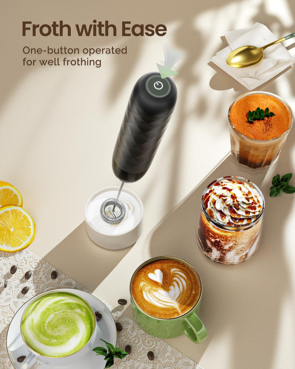 Rechargeable Milk Frother with Detachable Wand S54090
