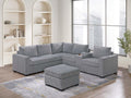 Light Gray Corduroy Upholstered Sectional Sofa Set U5583