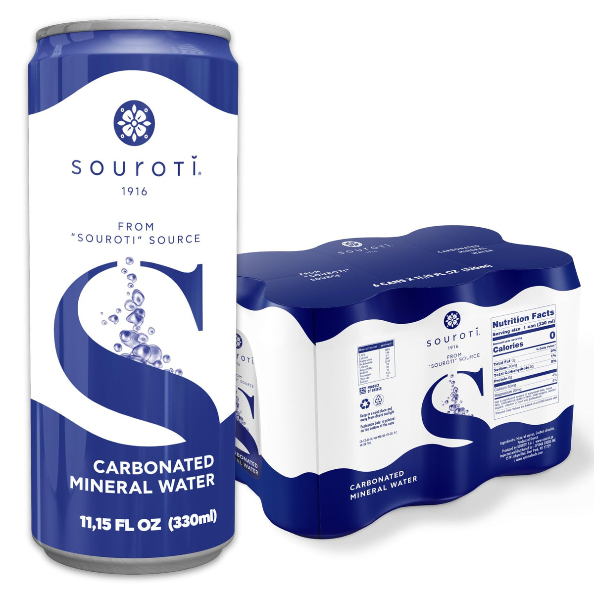 Unflavored Carbonated Mineral Water 6-Pack 330ml Tins U107637