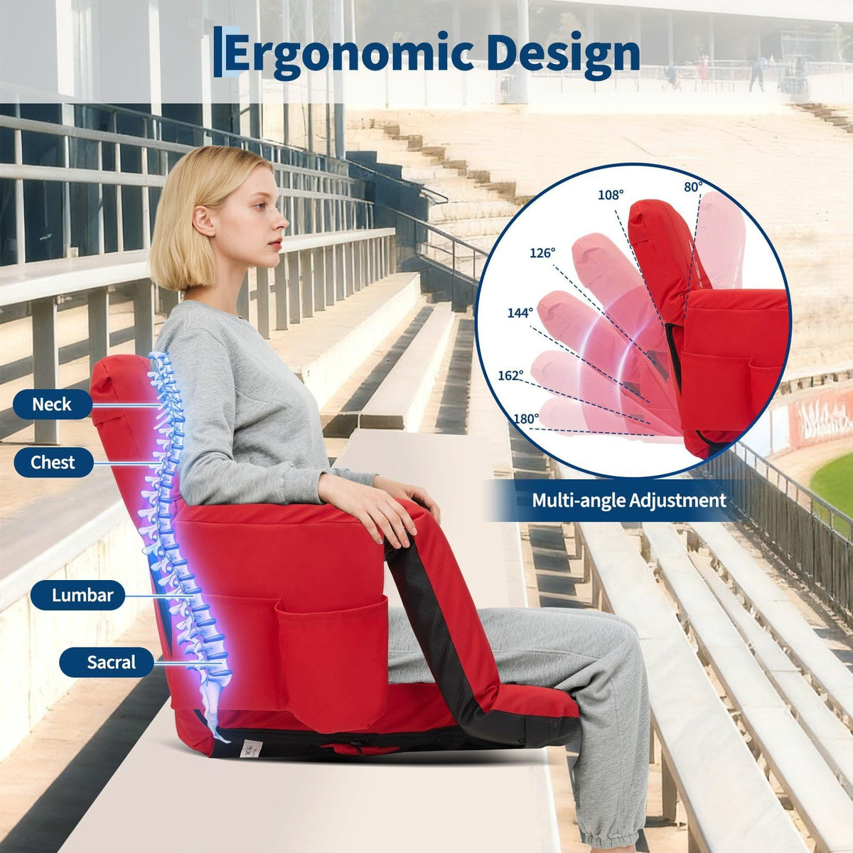 2 PCS Portable Folding Stadium Bleacher Chair O84024