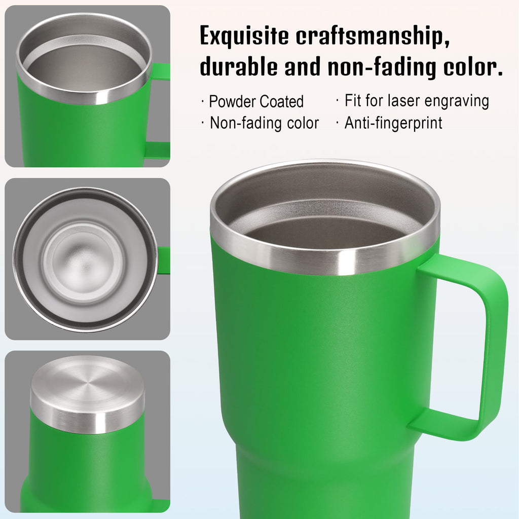 20 oz Insulated Tumbler with Handle and Lid Green L1384