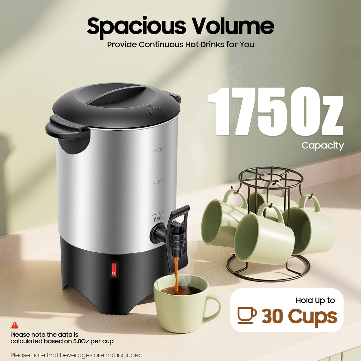 30 Cups Stainless Steel Electric Coffee Urn J938