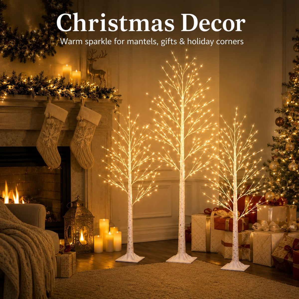 4FT 64 LEDs Birch Tree with Lights K830