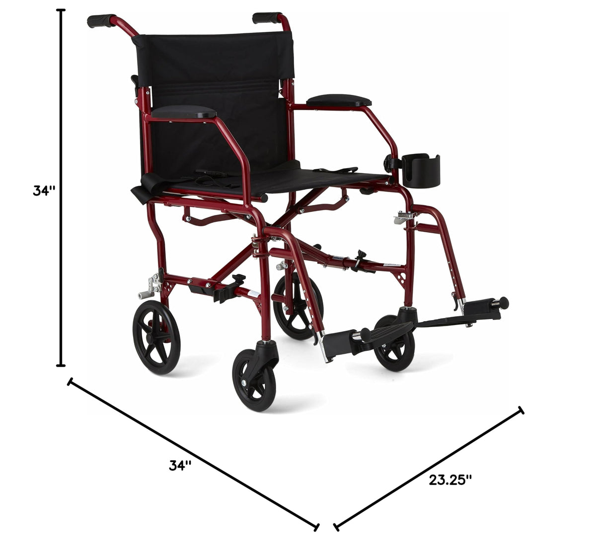 Ultra Lightweight Foldable Transport Wheelchair 19-Inch Seat N79198