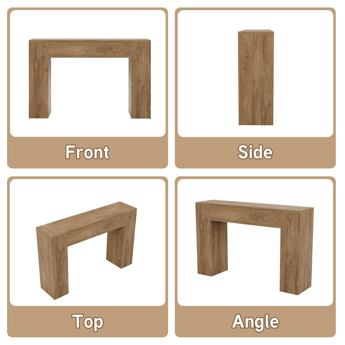 43-Inch Light Oak Brown Wood Console Table E311551