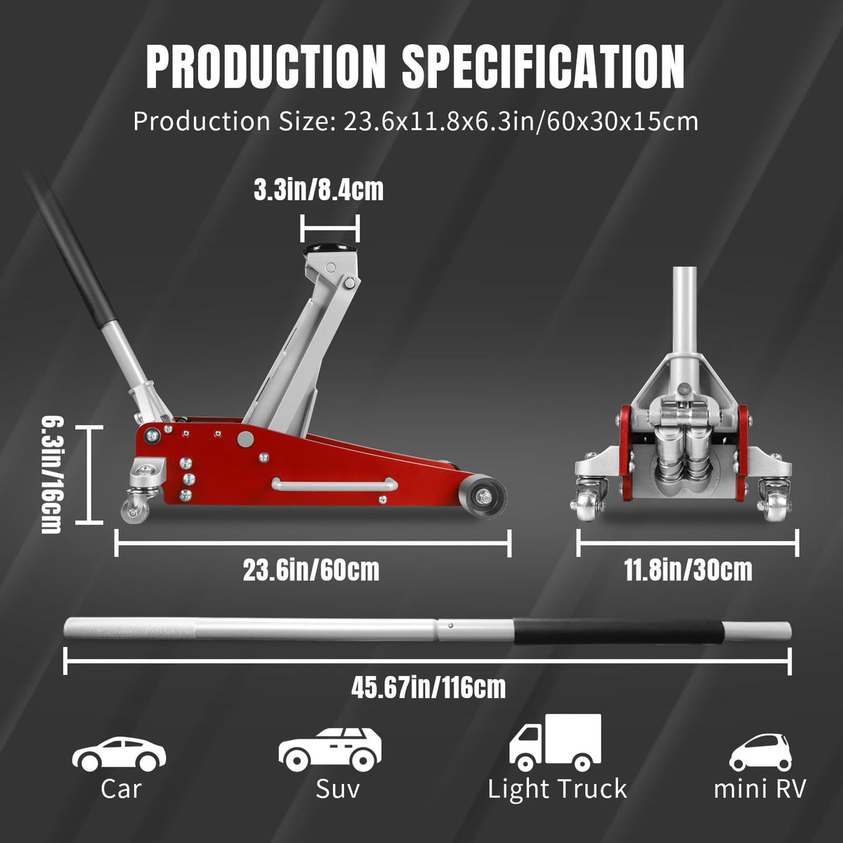 3 Ton Low Profile Aluminum and Steel Car Jack with Jack Stand D327935