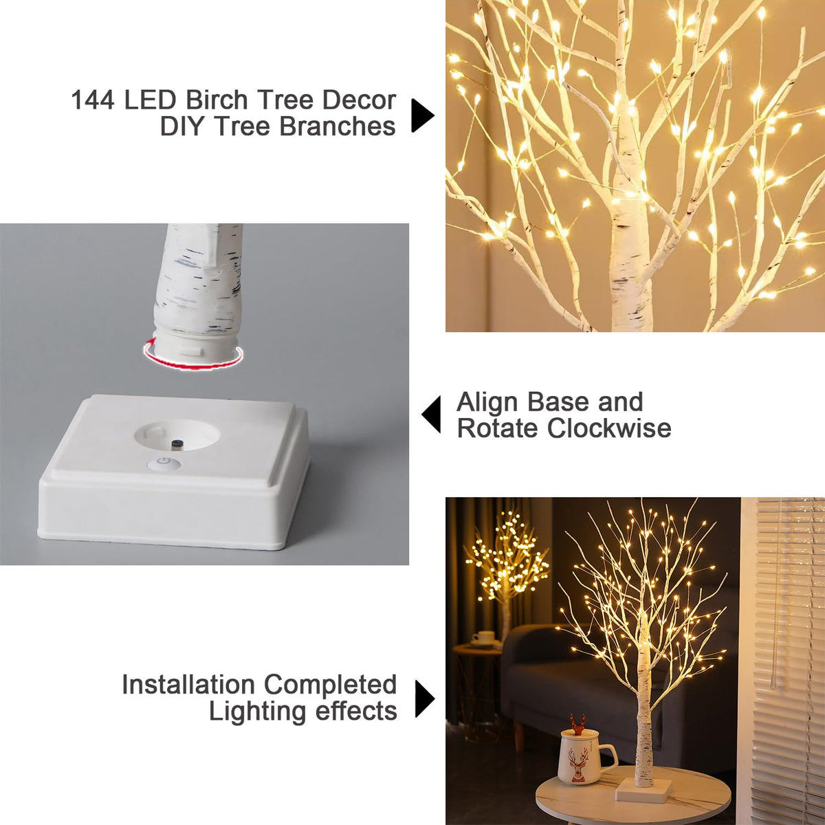 24" 2FT White Birch Tree with 144 LED Lights C811750
