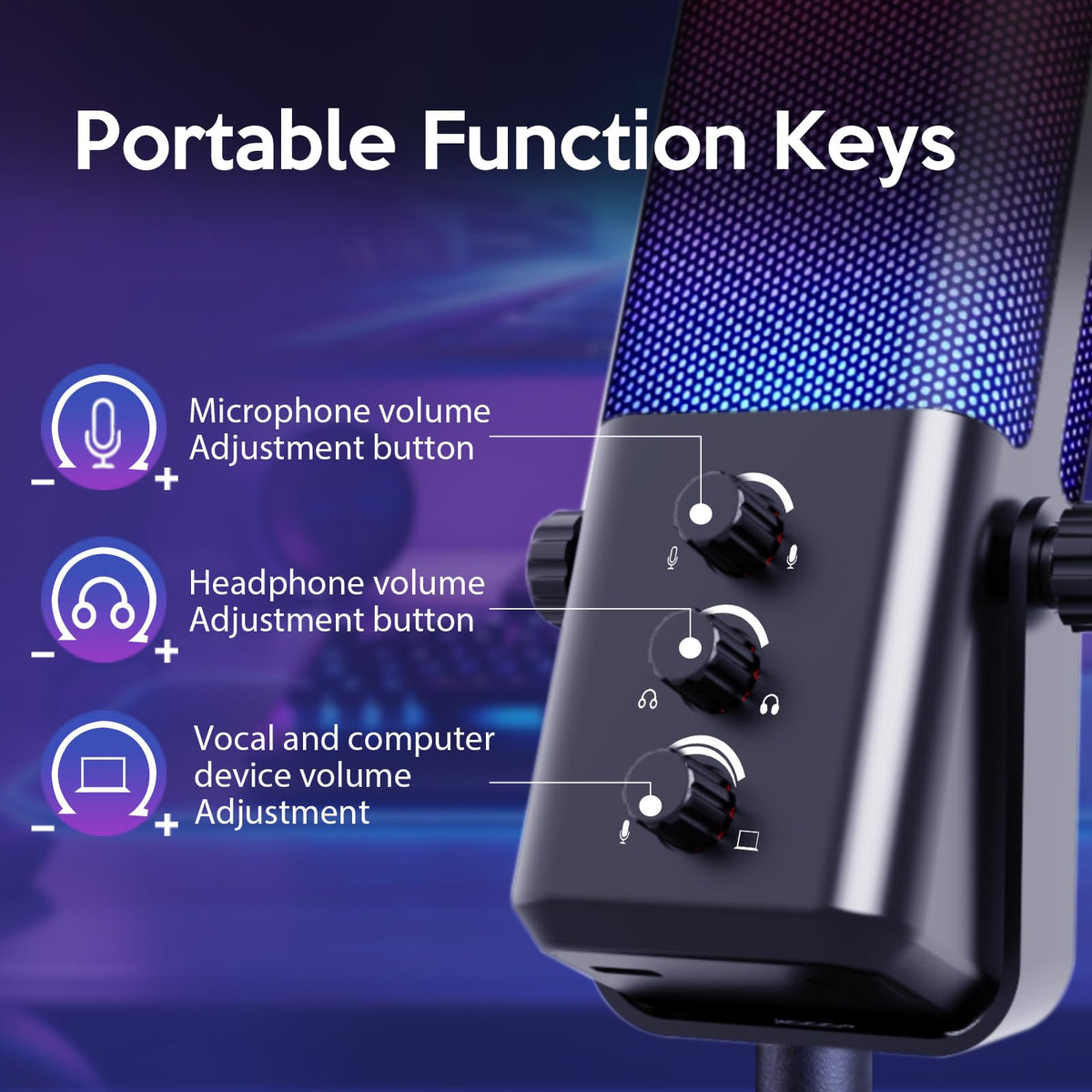 Black USB Condenser Microphone with Boom Arm G2761