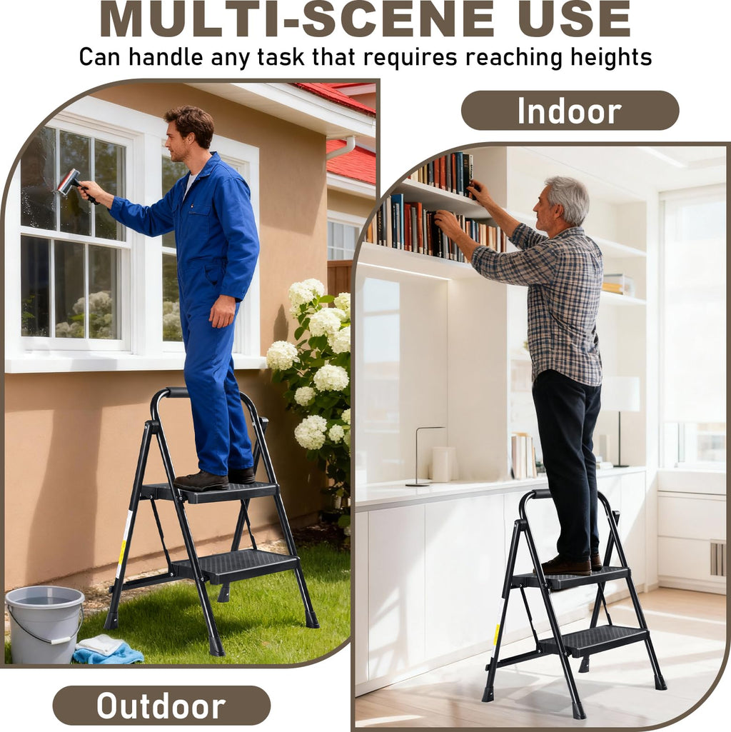 2 Step Steel Ladder with Anti-Slip Pedal D312