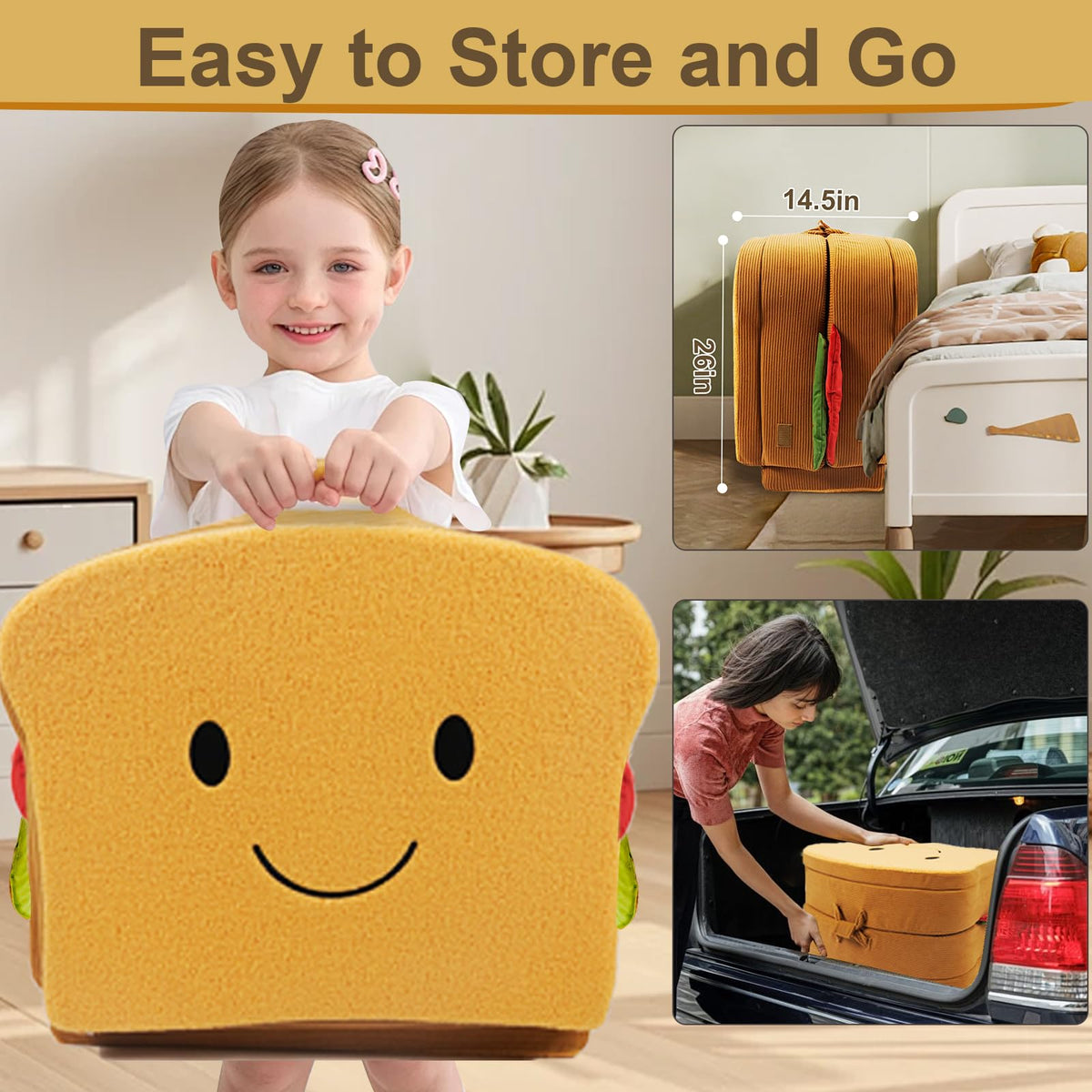 Portable Foldable Soft Foam Toddler Travel Bed with Safety Rail N111230