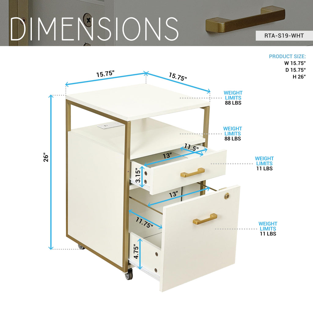 2 Drawer Rolling File Cabinet with Lock Q6371