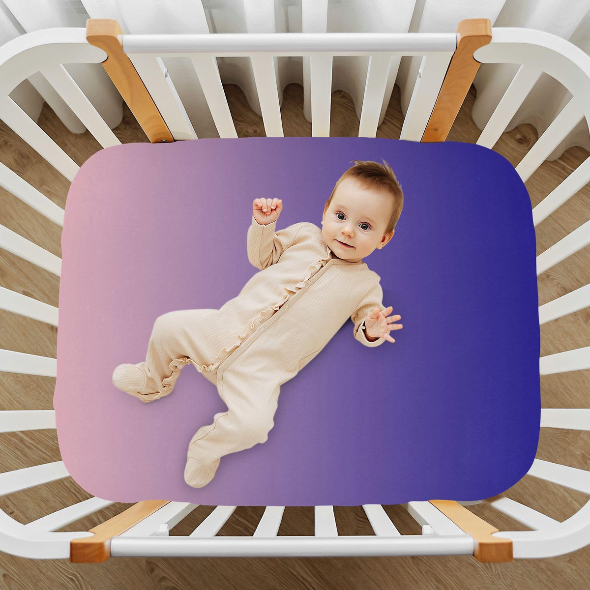 Dark Blue Pink Fitted Crib Sheet Microfiber P1216