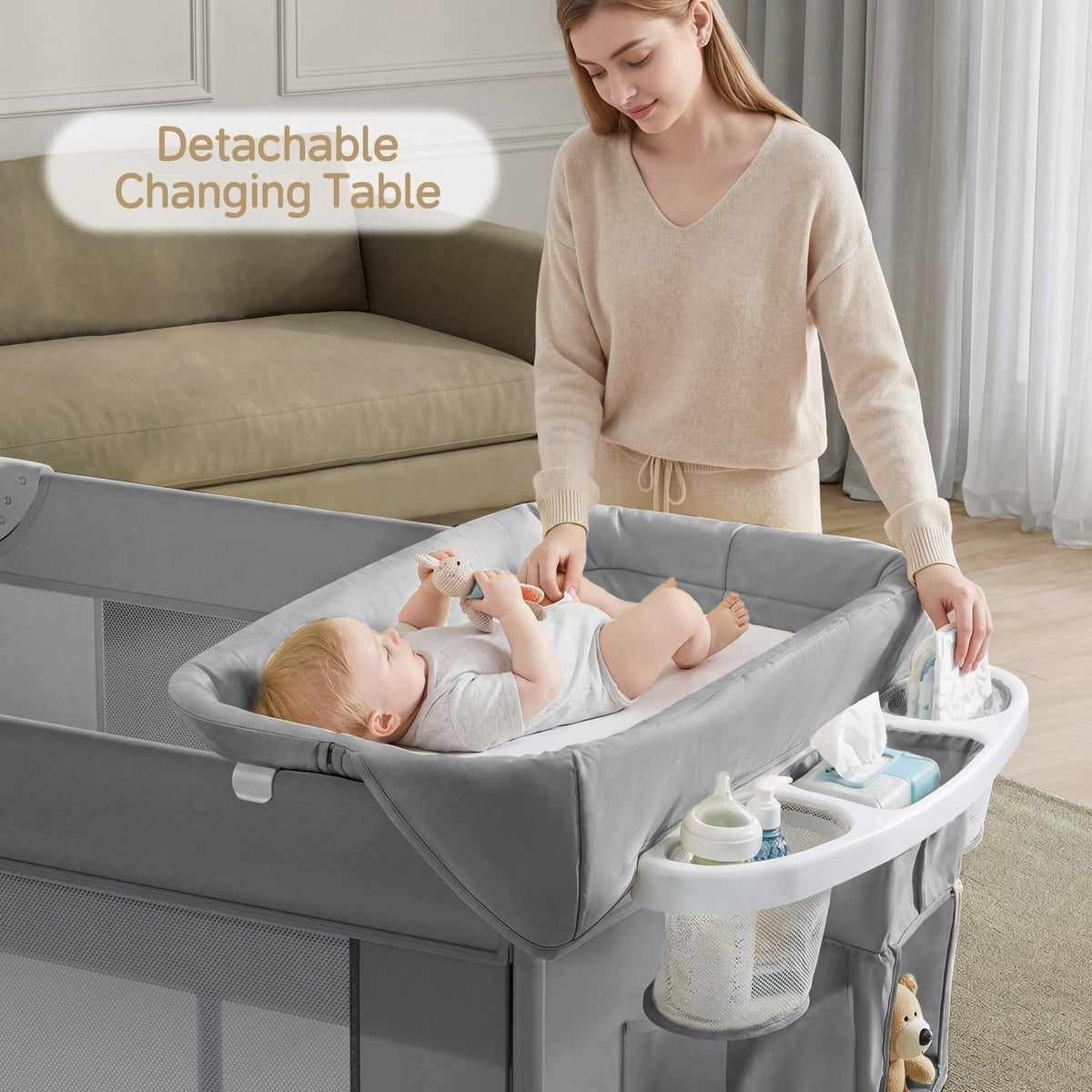 4 in 1 Grey Baby Bassinet Z264145