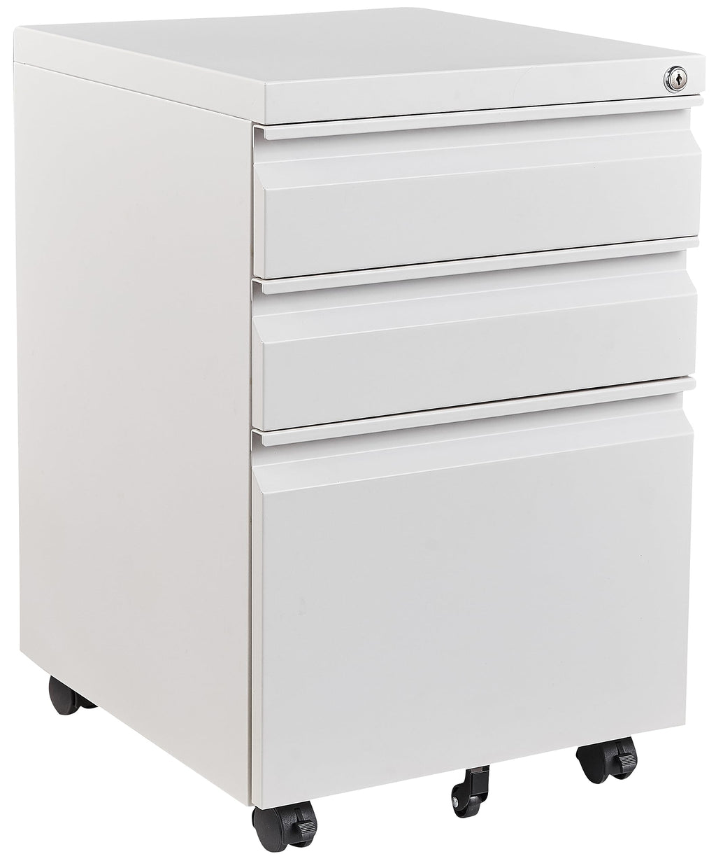 White 3 Drawer Metal File Cabinet with Lock I339075