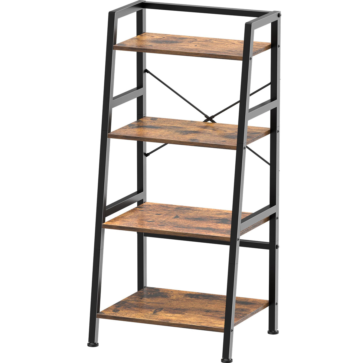 4-Tier Industrial Bookshelf with Steel Frame S366