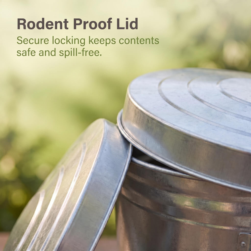 Galvanized Steel 6 Gallon Trash Can with Locking Lid H2440