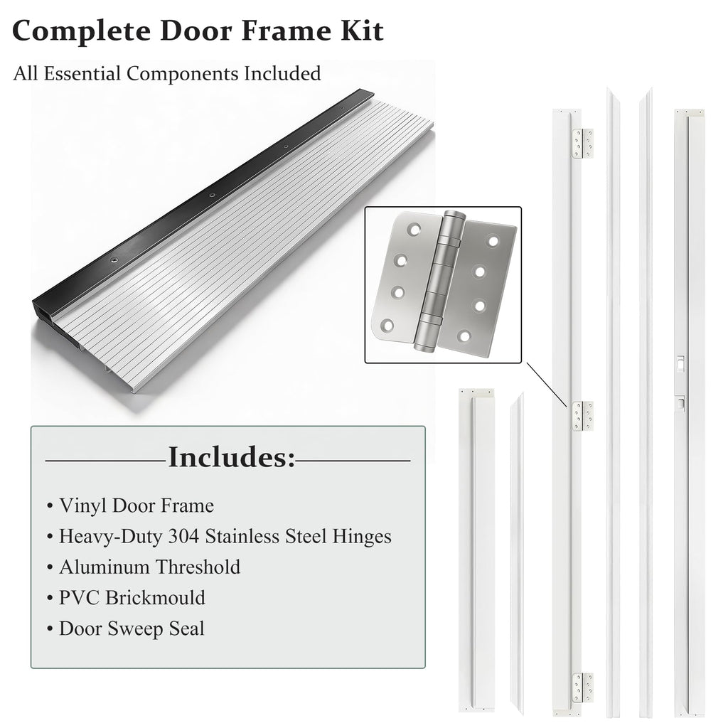 Fiberglass Exterior Front Door 36x80in Left-Hand Inswing Frosted Glass White Primed K303