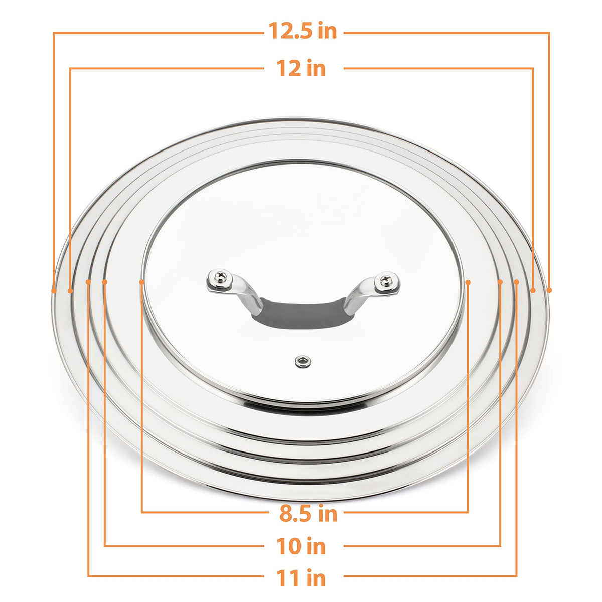 Stainless Steel Universal Lid for Pans Pots Fits 8.25 9 10 11 12 Inch N699