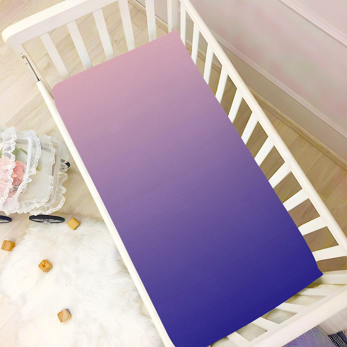 Dark Blue Pink Fitted Crib Sheet Microfiber P1216