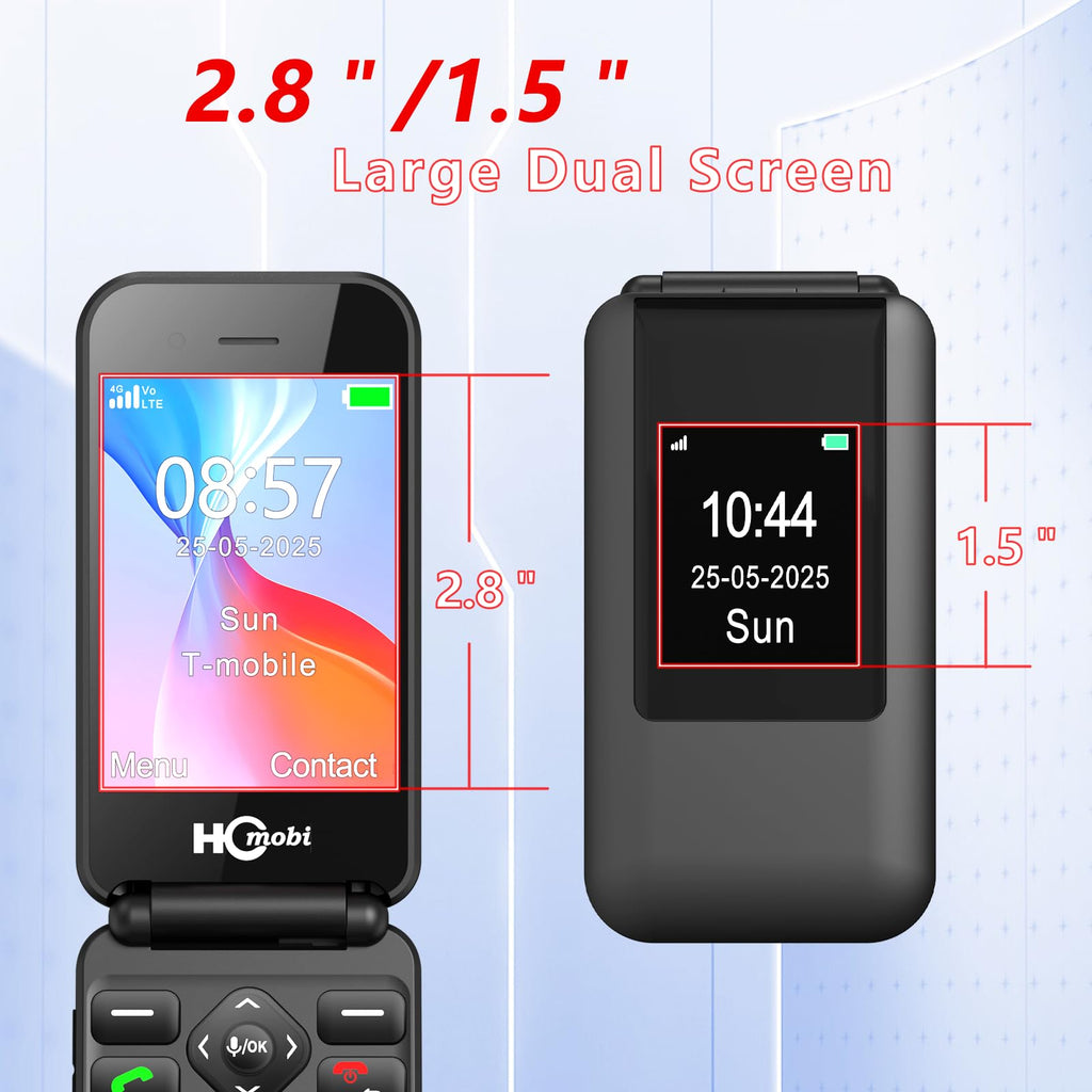 Unlocked Flip Phone with Big Buttons and SOS Button, Matte Black Q171757