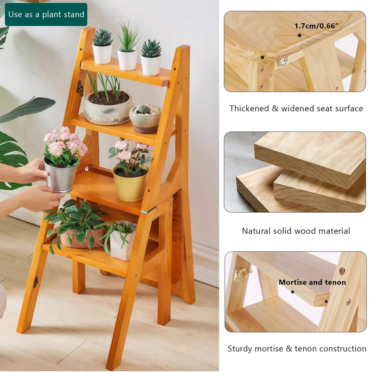 Solid Wood Folding Ladder Chair S5497