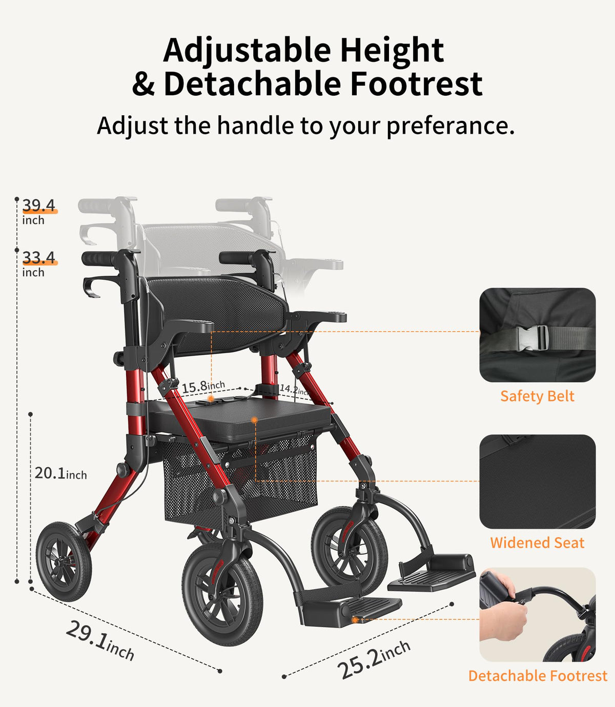 2 in 1 Walker Wheelchair Combo J50933