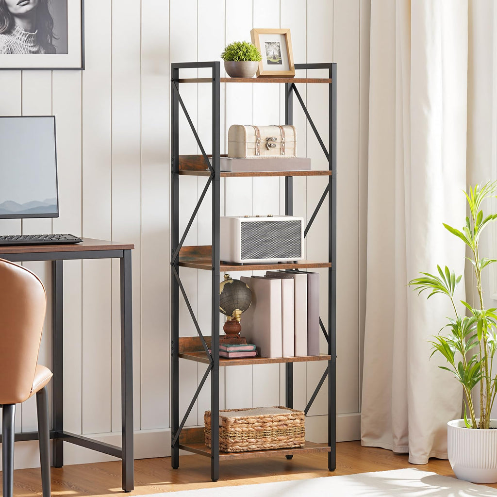 5-Tier Industrial Bookshelf with Metal Frame N592372