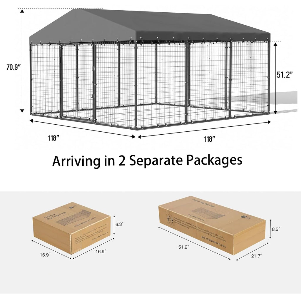 10x10x6 FT Heavy Duty Dog Kennel with Roof P646