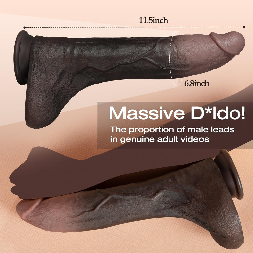 11.5 Inch Black Silicone Dildo U19859