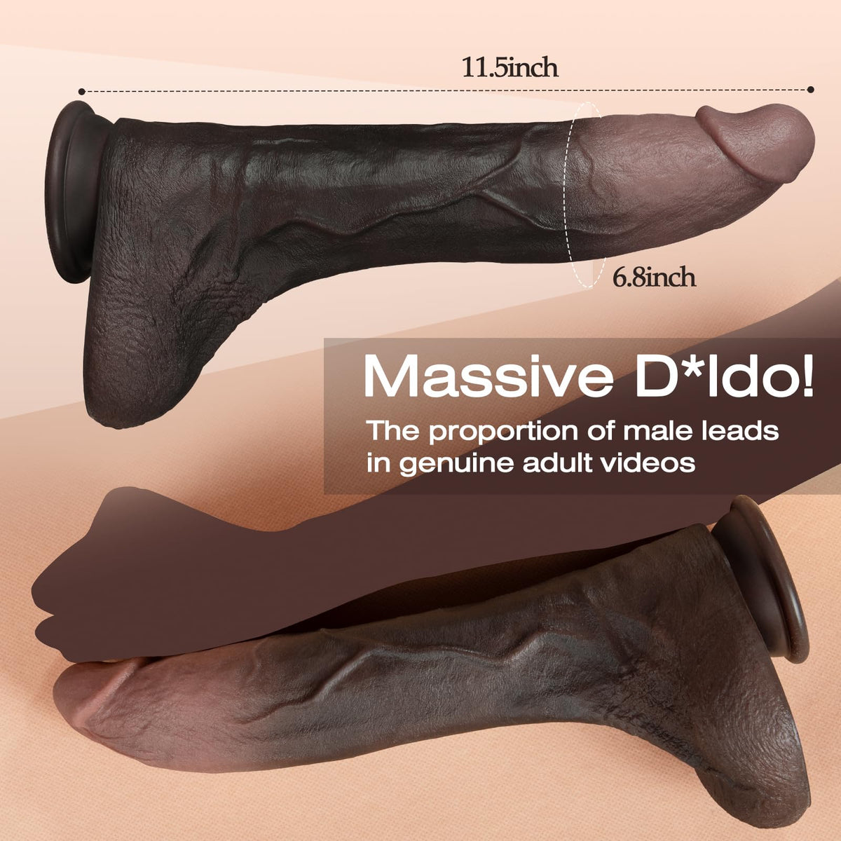 11.5 Inch Black Silicone Dildo U19859