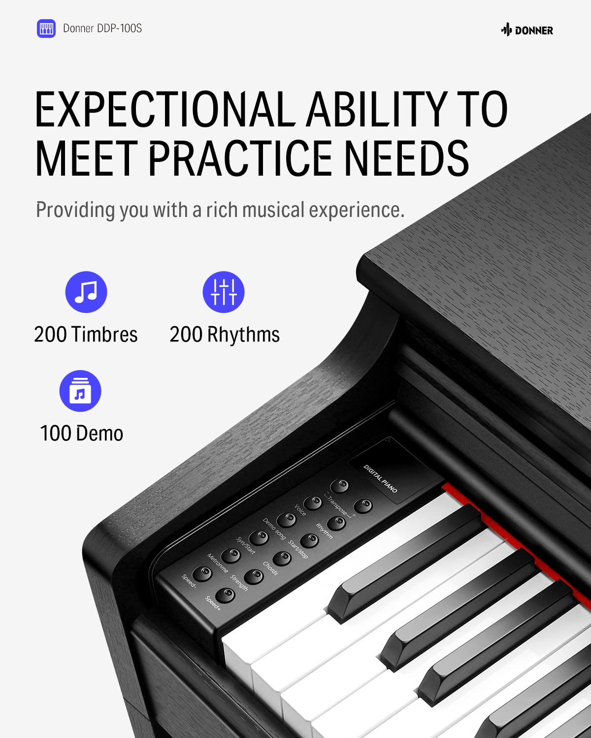 88 Key Weighted Graded Hammer-Action Digital Piano with Bench V77362