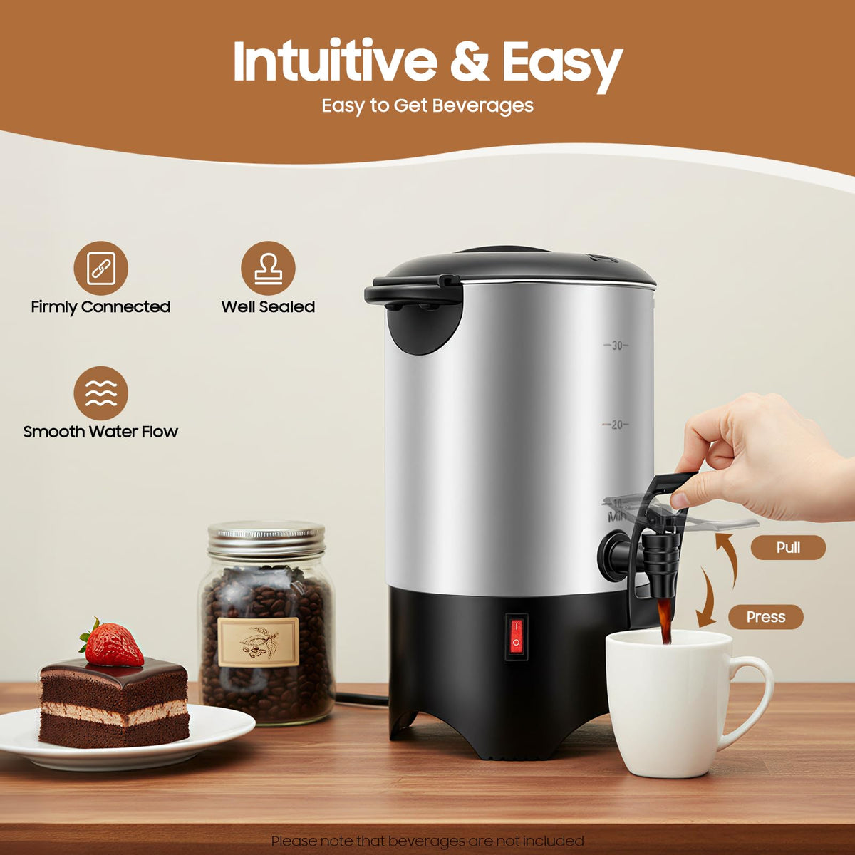 30 Cups Stainless Steel Electric Coffee Urn J938