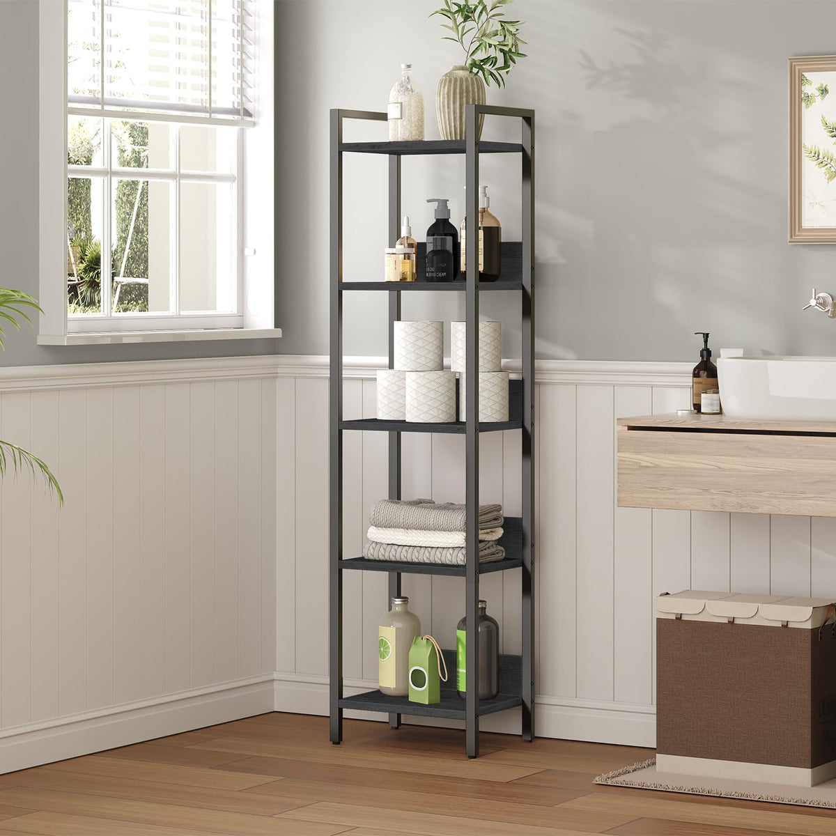 5-Tier Black Bookshelf X297
