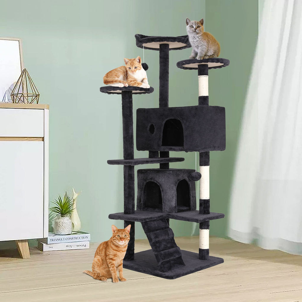 70 Inch Multi-Level Cat Tree with Scratching Post, Condo, Plush Perch P166090