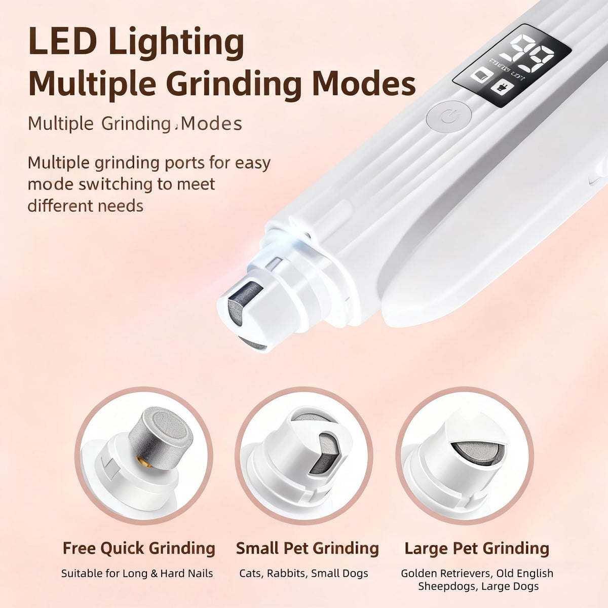 2-in-1 Dog Cat Nail Clipper Grinder with LED Light B681223