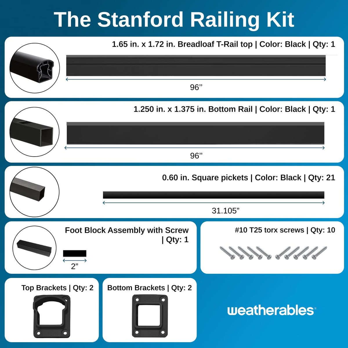 36 in. H x 8 ft. W Aluminum Deck Railing Kit with Black Powder-Coated Finish A8744