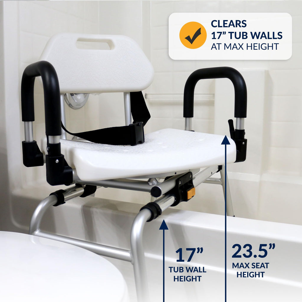 Extra-Wide 360lb Capacity Non-Slip Padded Shower Chair & Transfer Bench M511
