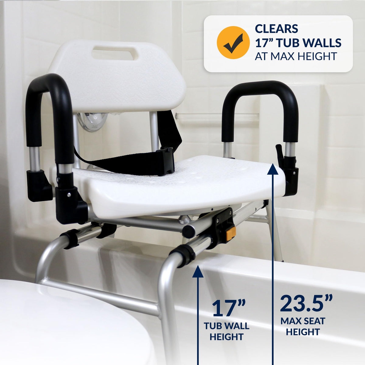 Extra-Wide 360lb Capacity Non-Slip Padded Shower Chair & Transfer Bench M511