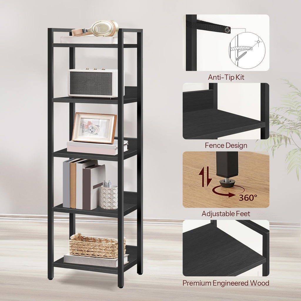 5-Tier Black Bookshelf X297