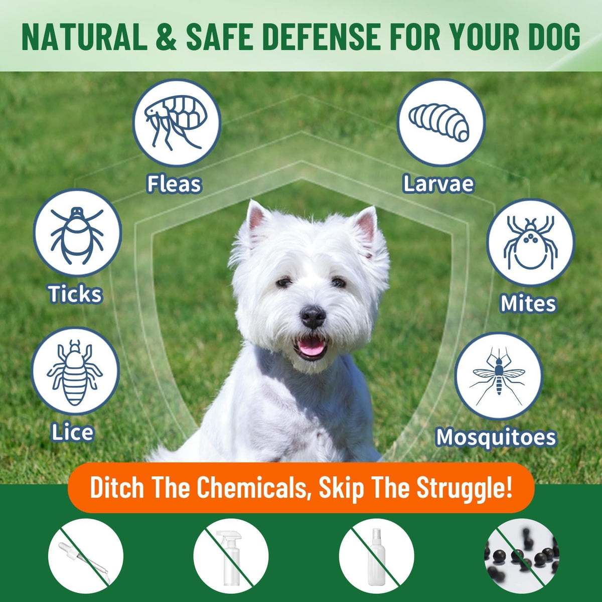 Natural Flea and Tick Prevention for Dogs, 60ml G4736