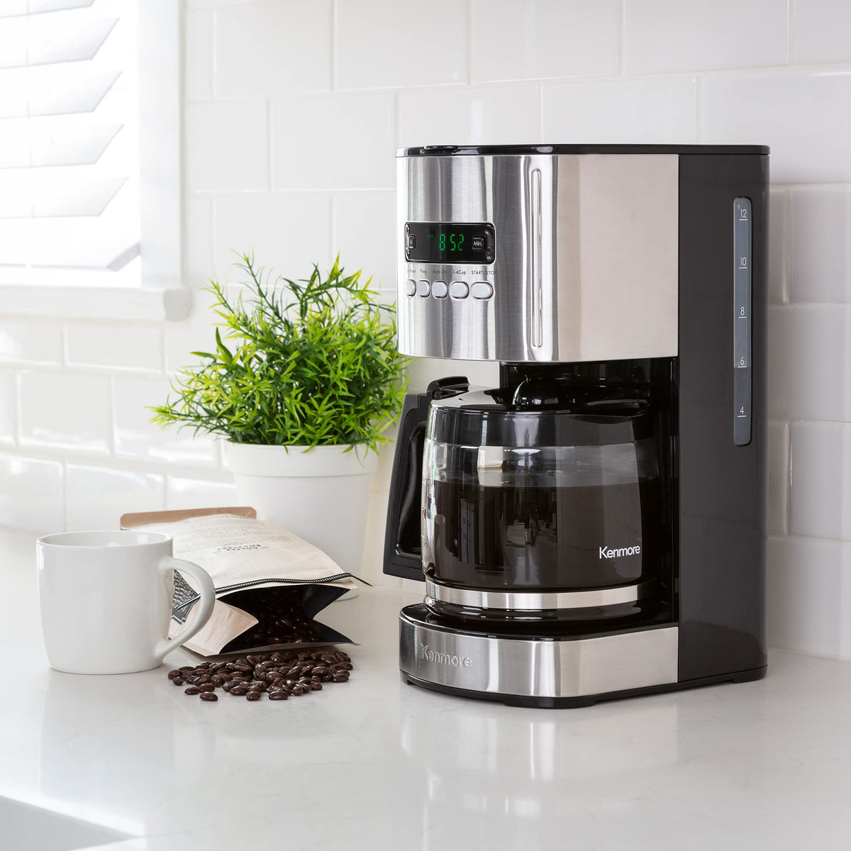 Programmable Drip Coffee Maker with Glass Pot, 12 Cup Black P6219