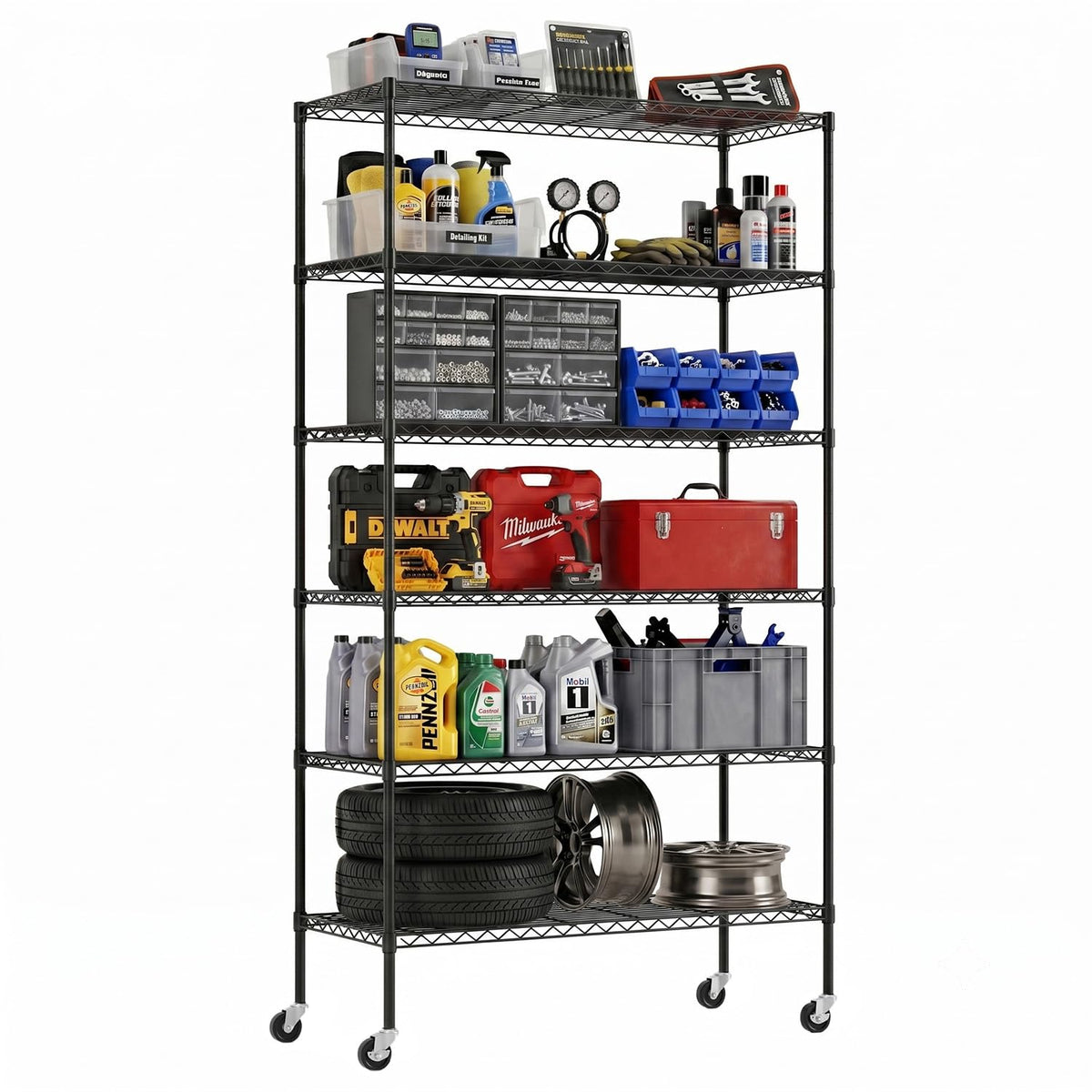 Black Adjustable Metal Wire Shelving Unit V67948