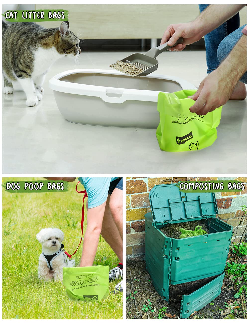 Biodegradable Unscented Cat Litter Bags 100 Count U637