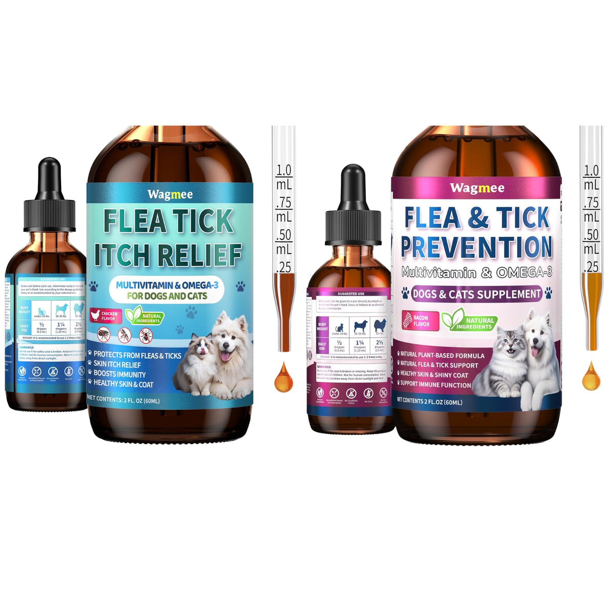 Natural Oral Flea and Tick Drops with Multivitamin for Pets H454903
