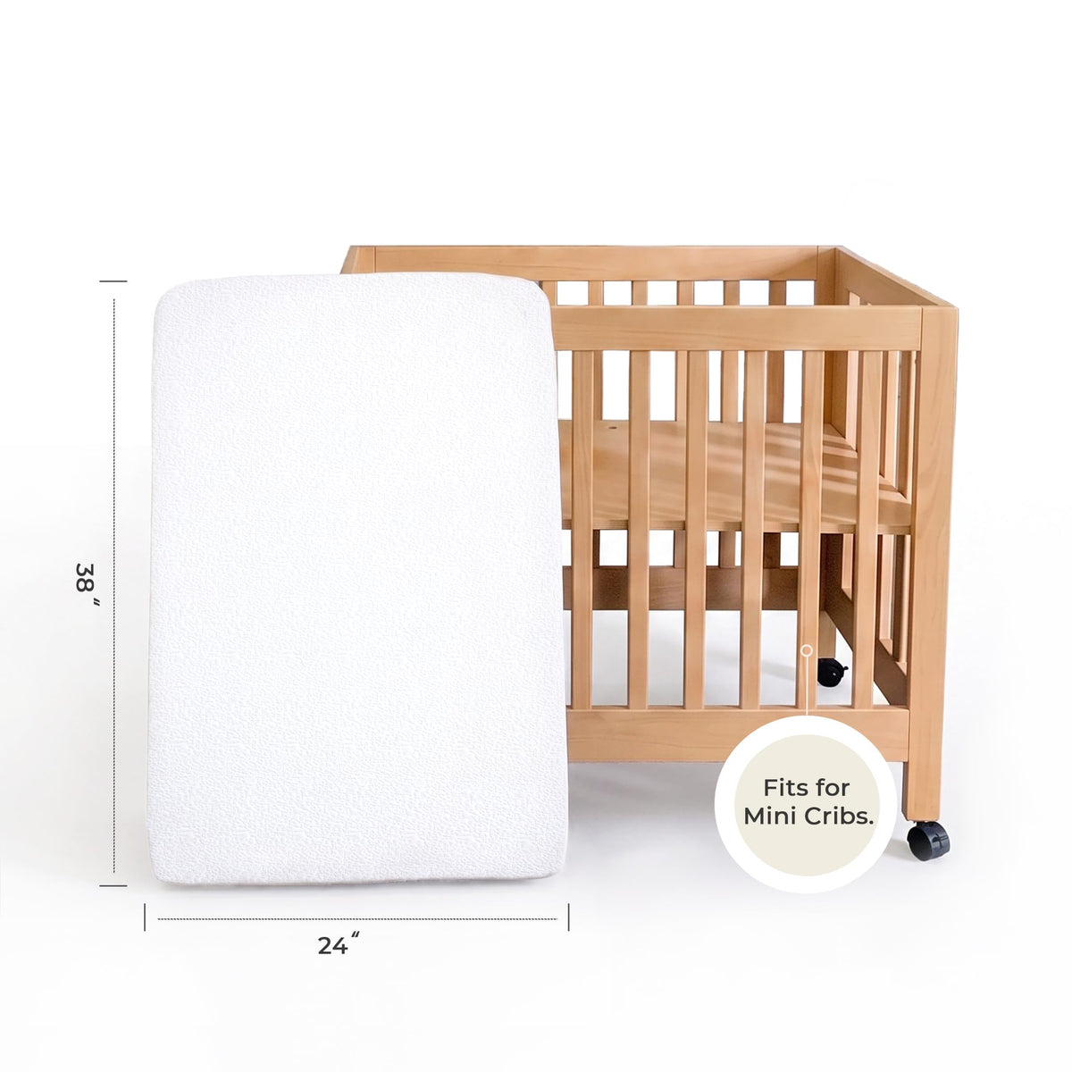Mini Crib Mattress 2-Stage Firmness 38x24x4 Inch N7871