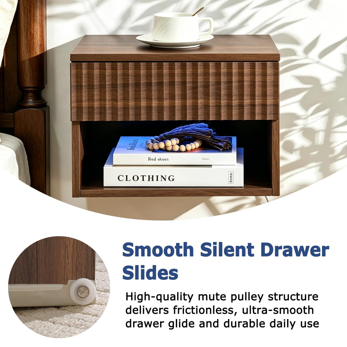 Wall Mounted Floating Nightstand Set of 2 with Drawer F6597