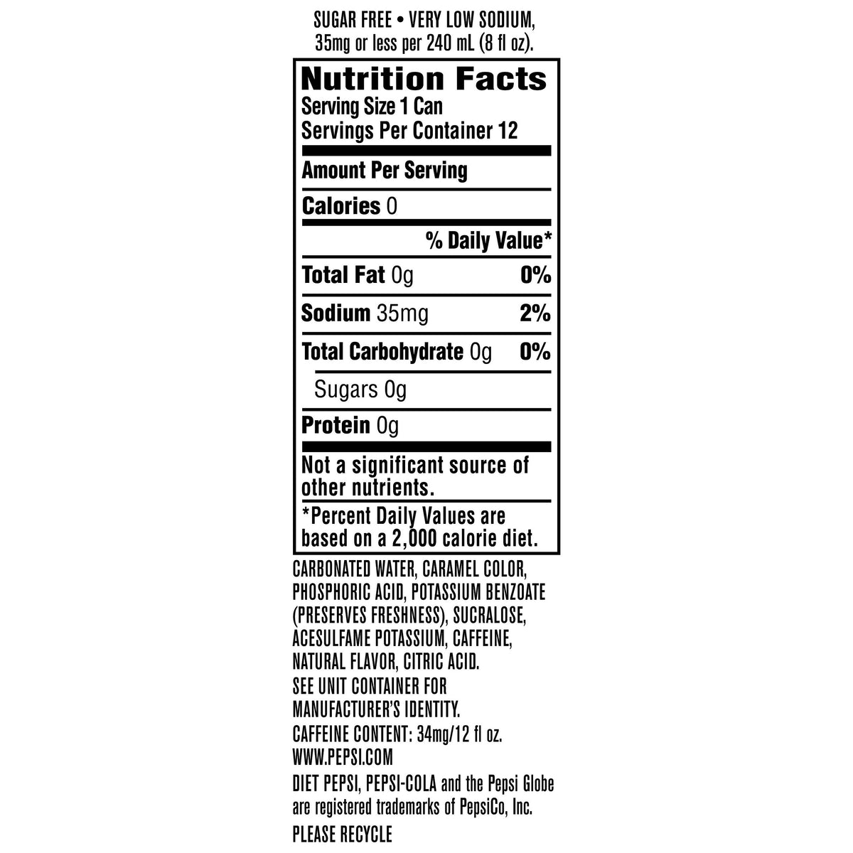 Diet Pepsi Soda 12 fl oz 36 Cans U183